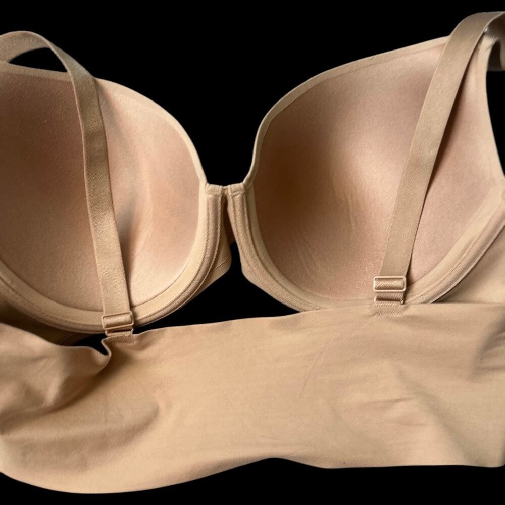 New Aerie Smoothez Plunge Pull On Bra Underwire Smooth Back Tan Nude Size 42B